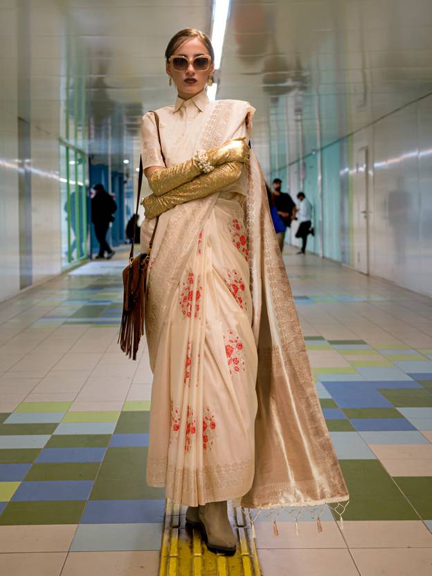 Alabaster Handloom Katan Silk Saree