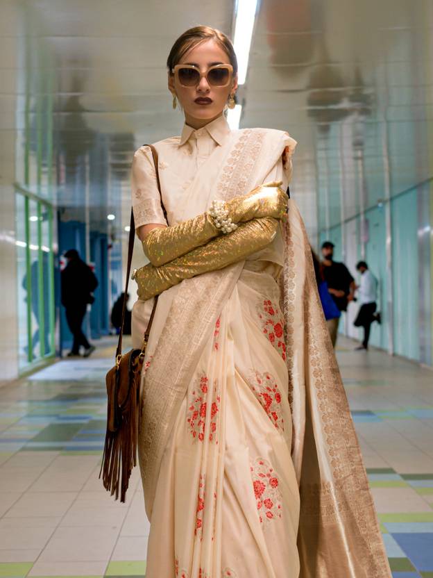 Alabaster Handloom Katan Silk Saree