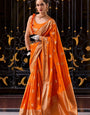 Plush Orange Pure Satin Crepe Silk Saree