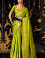 Radiant Green Pure Satin Crepe Silk Saree