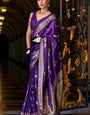 New Purple Pure Satin Crepe Silk Saree