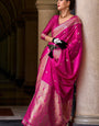 Serene Dark Pink Pure Satin Crepe Silk Saree