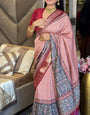 Luxe Peach And MaroonAjrakh Kashmiri Modal silk Saree