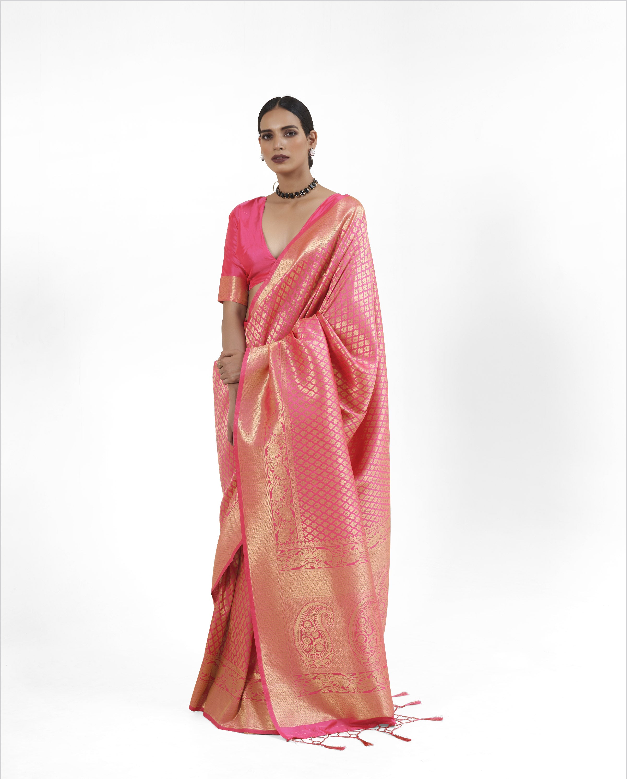 Peach Zari Woven Kanjivaram Silk Saree