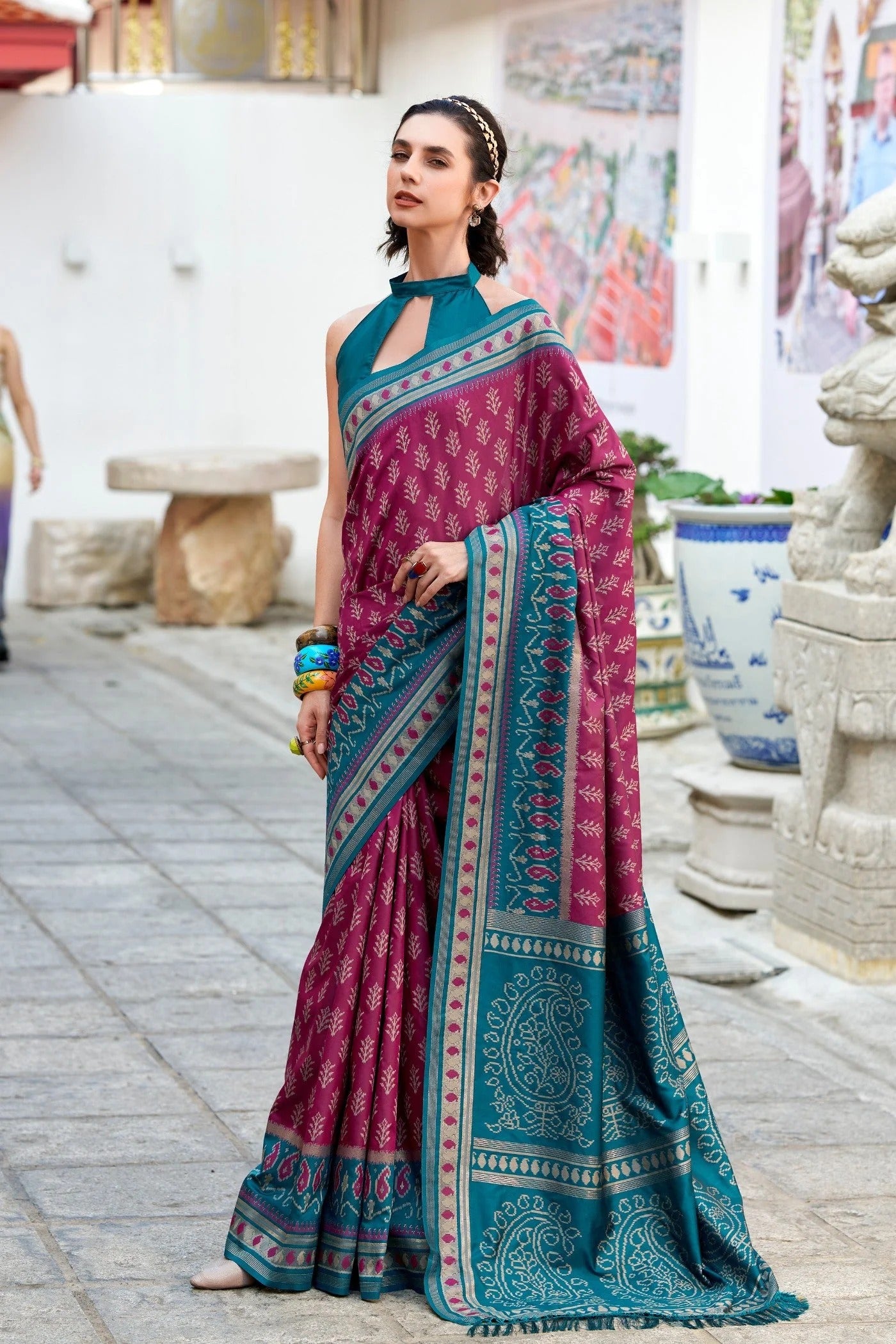 Jamun Purple Soft Woven Banarasi Ikkat Silk Saree