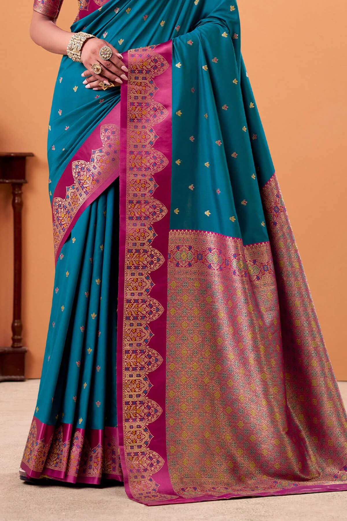 Peacock Woven Banarasi Satin Soft Silk Saree