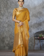 Musturd Handloom Woven Linen Soft Silk Saree