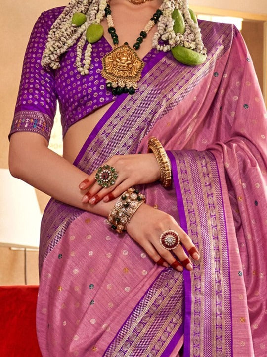 Bush Pink Printed Soft Patola Silk Saree