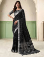 Galaxy Black Casual Linen Silk Saree