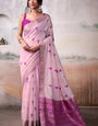 Tyrian Purple Woven Design Zari Pure Cotton Saree With Blouse