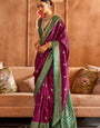 Heather Wine Printed Soft Patola Silk Saree