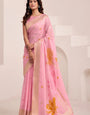 Charm Pink Woven Linen Soft Silk Saree