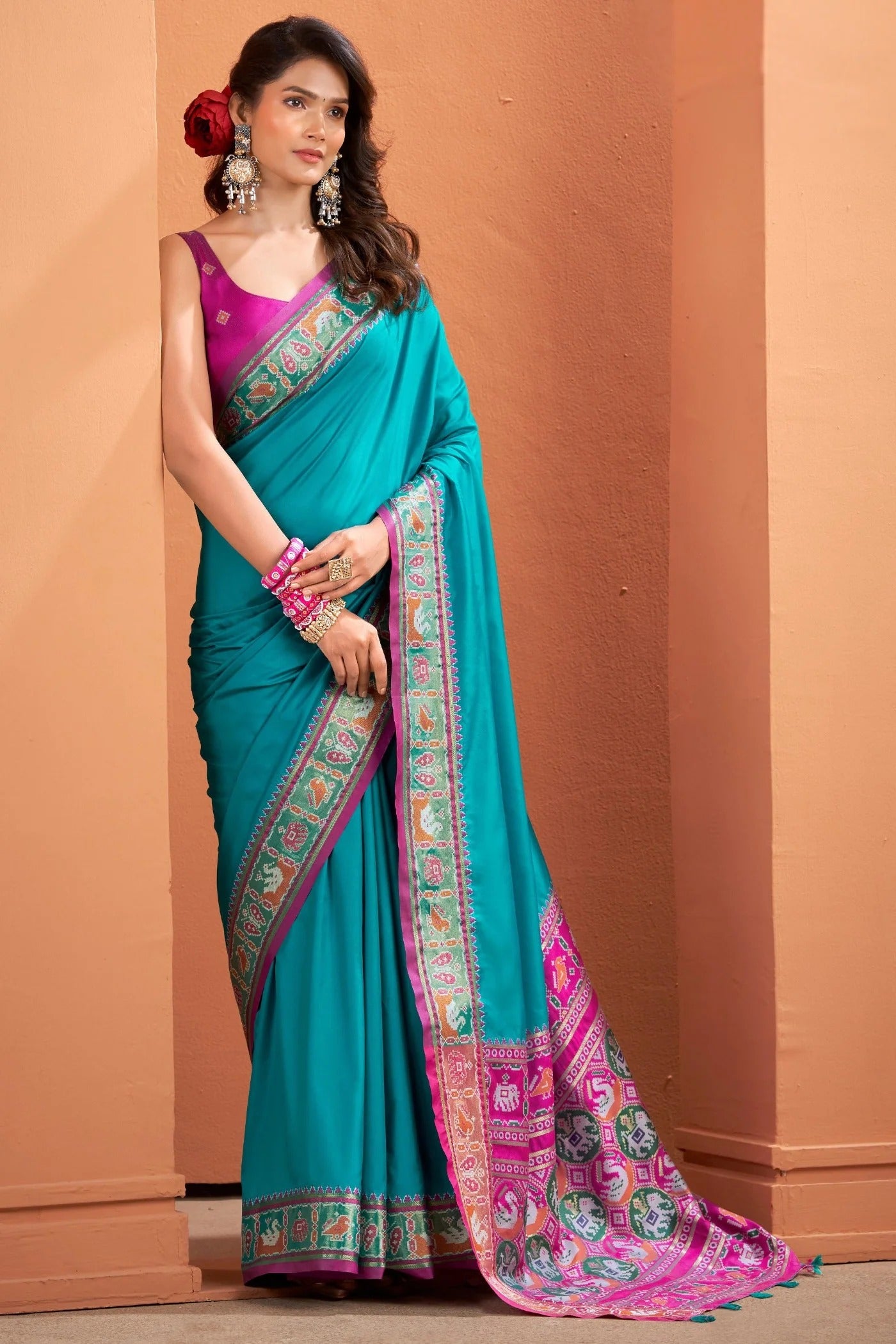Lapis Blue Woven Banarasi Patola Soft Silk Saree