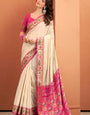 Off White Woven Banarasi Patola Soft Silk Saree