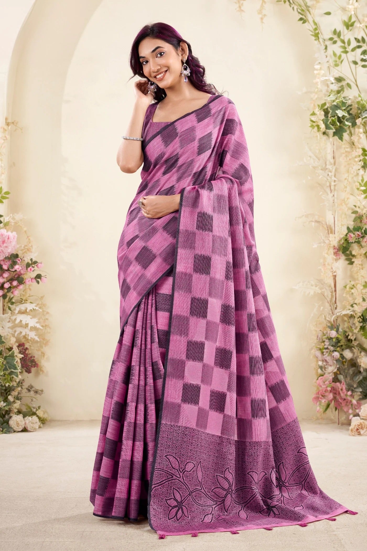 Jamun Purple Woven Linen Soft Saree