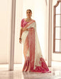 Soapstone White Shade Silk Woven Zari Work Broad Border Saree