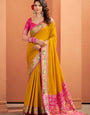 Musturd Woven Banarasi Patola Soft Silk Saree