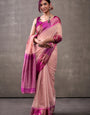 Salmon Peach Woven Banarasi Cotton Silk Saree