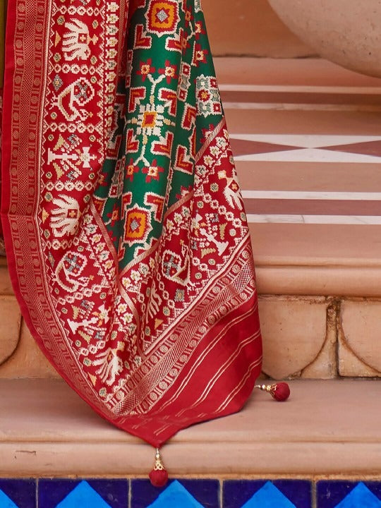 Mahendi Printed Patola Handloom Soft Silk Saree