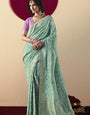 Pale Leaf Viscous Dola Silk Zari Weaving With Tassels