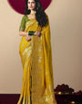 Muddy Yellow Viscous Dola Silk Zari Weaving With Tassels