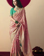 Brandy Rose Viscous Dola Silk Zari Weaving With Tassels