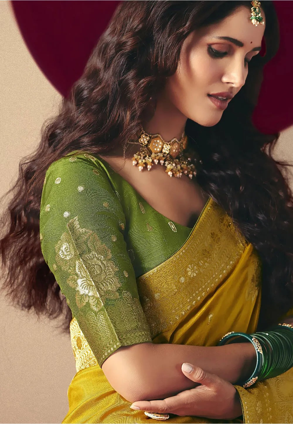 Muddy Yellow Viscous Dola Silk Zari Weaving With Tassels