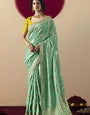 Slate Green Viscous Dola Silk Zari Weaving With Tassels