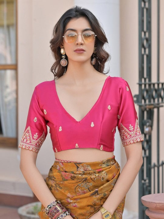 Mustud Pure Viscose Dola Silk Saree With Floral Print