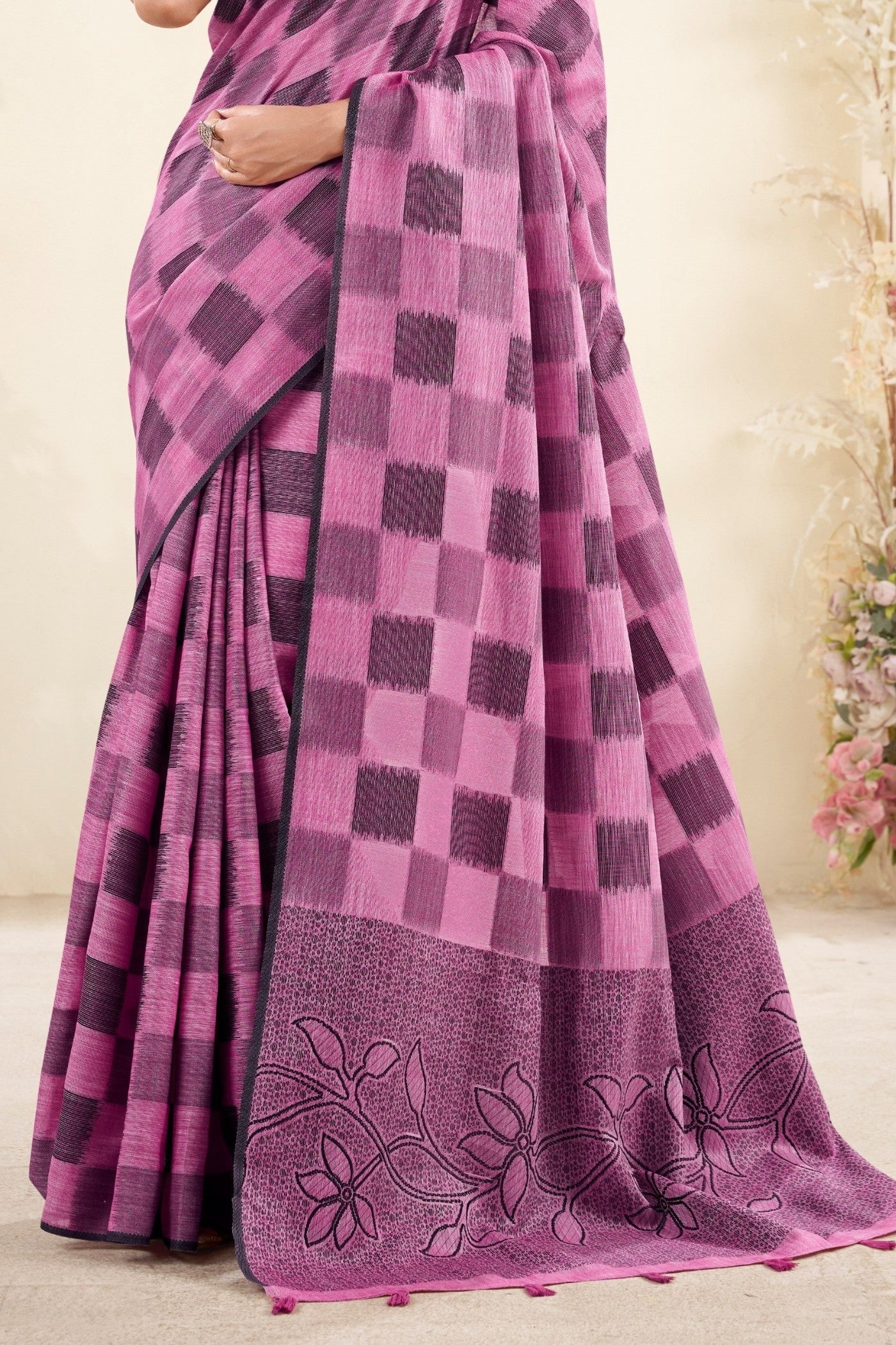 Jamun Purple Woven Linen Soft Saree