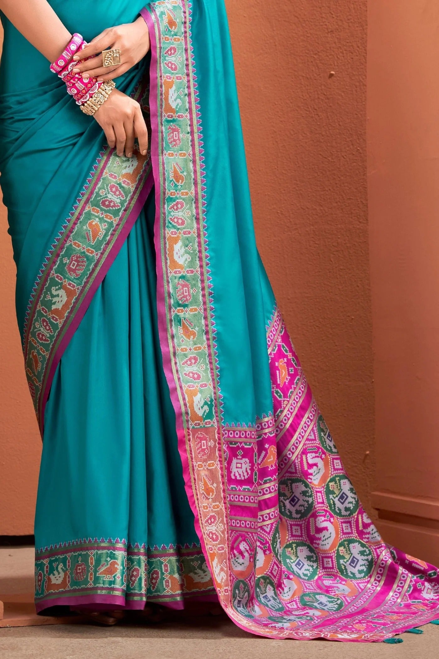 Lapis Blue Woven Banarasi Patola Soft Silk Saree