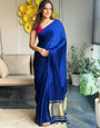 Blue Plain Pure Modal Gajji Silk Saree With Zari Pallu Natural dyeing Saree-22