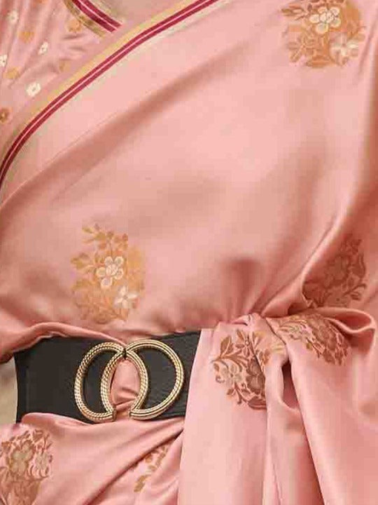 Rose fog Woven Satin Soft Silk Saree With Zari Weaving