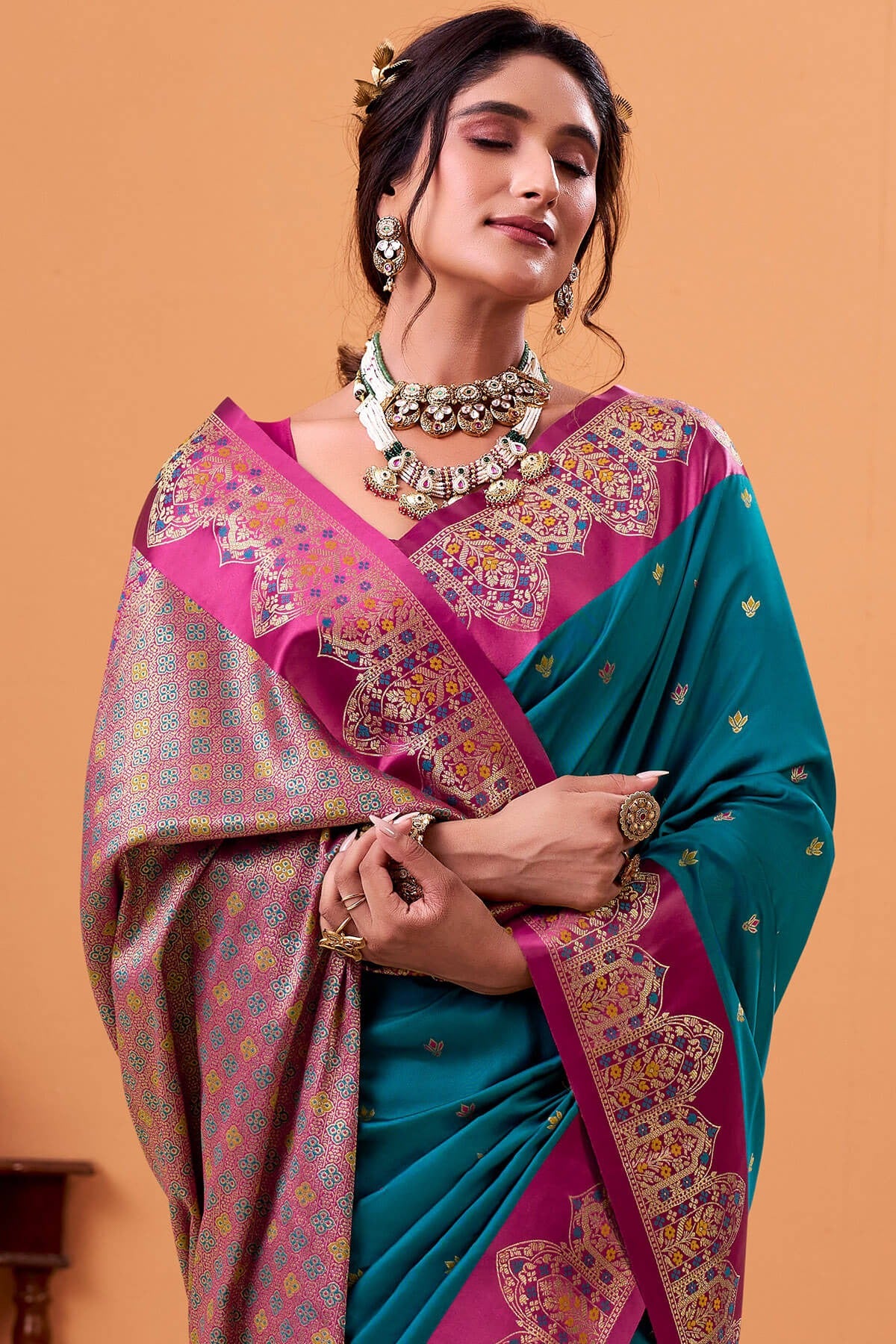 Peacock Woven Banarasi Satin Soft Silk Saree