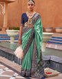 Fern Green Printed Patola Handloom Soft Silk Saree