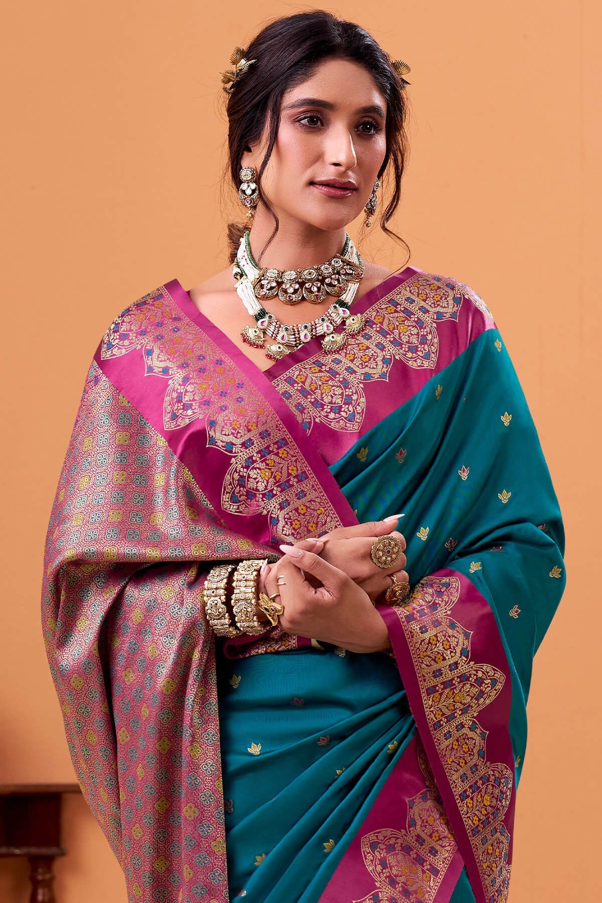 Peacock Woven Banarasi Satin Soft Silk Saree