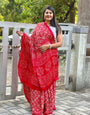 Red Patola Ajrakh Pure Modal Silk Ajrakh Pallu Saree-1