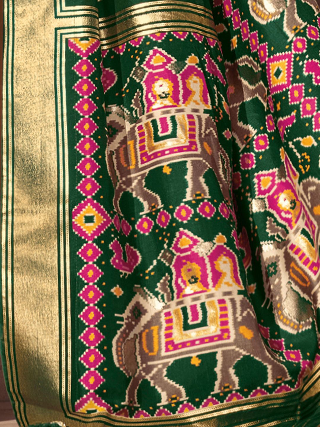 Luxurious Green Patola Silk Saree