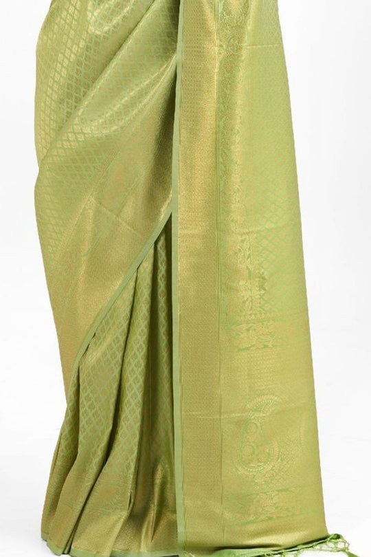 Olive Green Zari Woven Kanjivaram Silk Saree