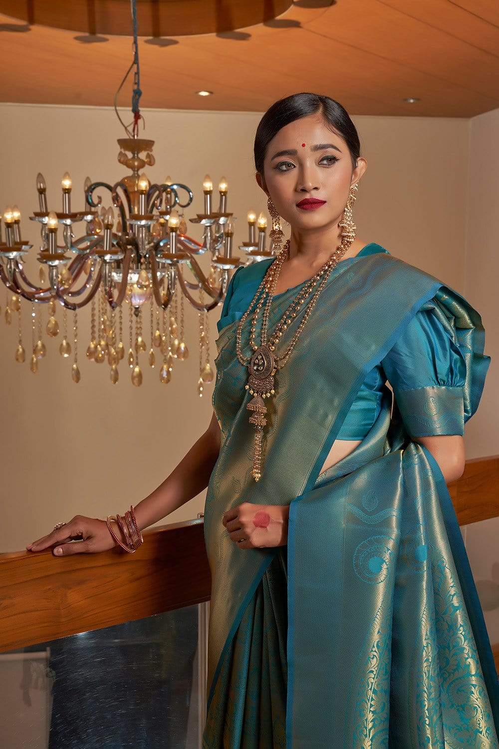 Magical Teal Blue Kanjivaram silk Saree