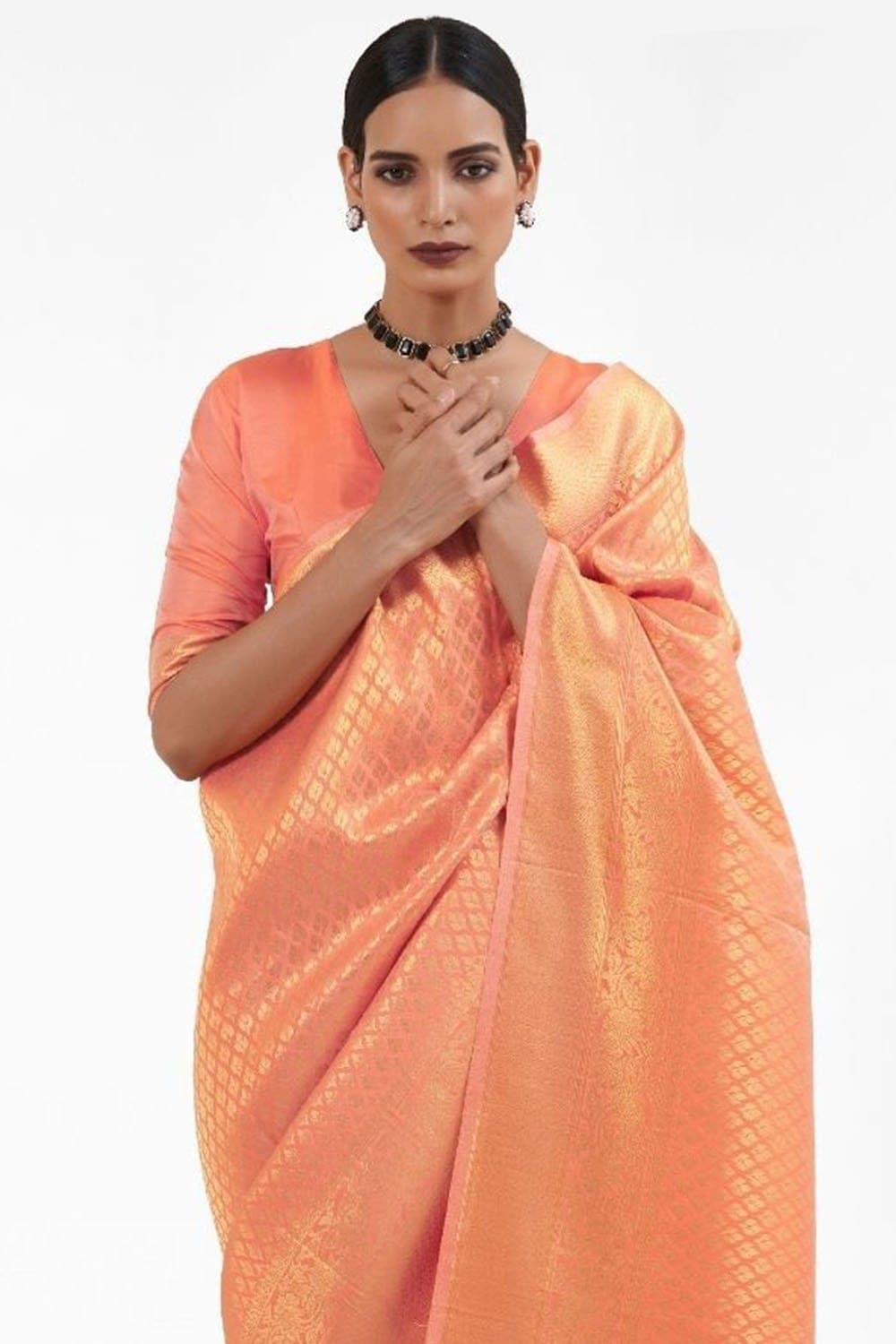Orange Zari Woven Kanjivaram Silk Saree