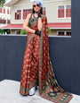 Modern Office Wear Ajrakh Printed Satin Crepe Saree