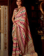 Pink Printed Banarasi Saree With Fancy Blouse