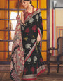 Black And Red New Ajrakh Printed Satin Crepe Saree