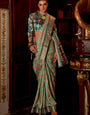 Green Printed Banarasi Saree With Fancy Blouse