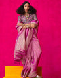 Magenta Pink Tissue Silk Party Saree