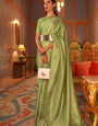 Lim Green Golden Zari Shine Soft Kanjivaram Silk Wedding Saree With Blouse