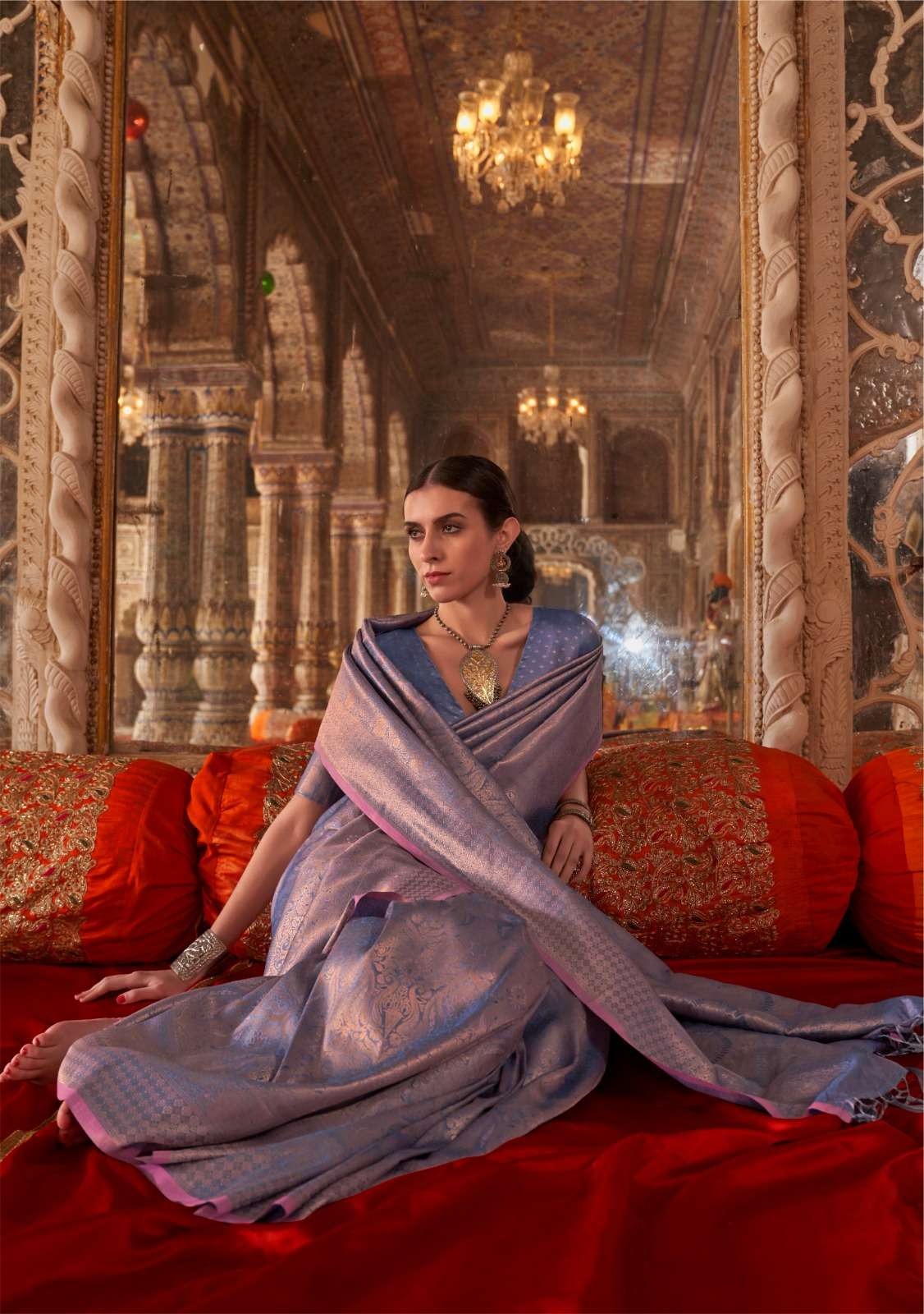 Sunset Purple Kanjivaram Handloom Soft Silk Saree