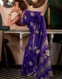 Purple Woven Handloom Banarasi Satin Silk Saree